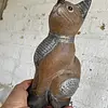 Gato Tallado En Madera - India 1990