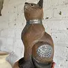 Gato Tallado En Madera - India 1990