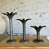 Candelabros Palmeras X 3 En Metal Fundido - Italia 1960