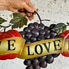 Placa Con Frutas Hojas Y Cinta "Vive, Ama, Rie"