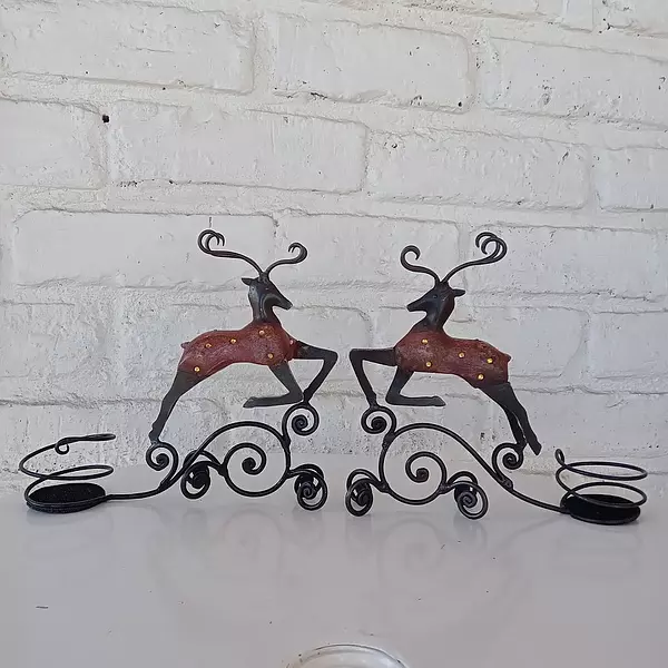 Pareja De Candelabros De Forma De Venado 1970