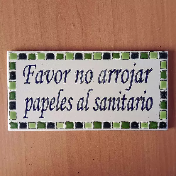 Baldosa Verde Favor No Arrojar Papeles Al Sanitario