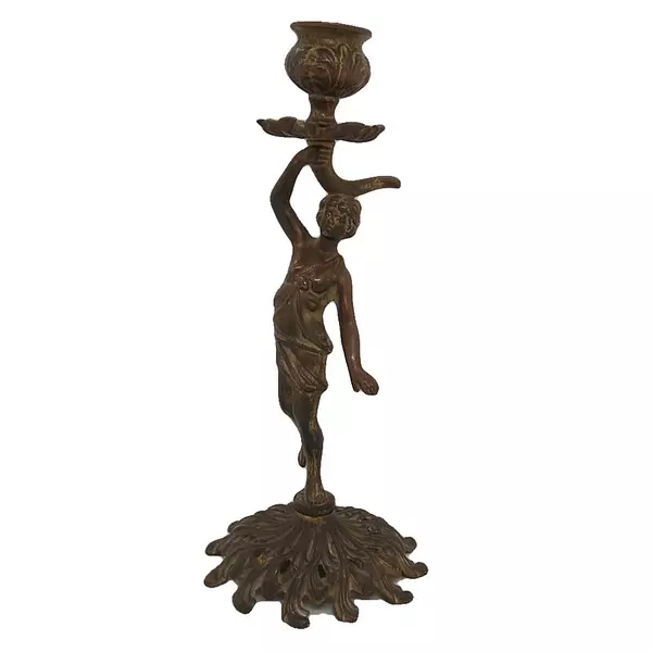 Candelabro Con Figura De Bronce